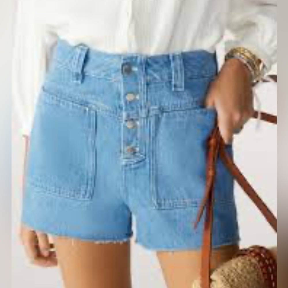 BA&SH High-Waist Blue Denim “Baras” Shorts